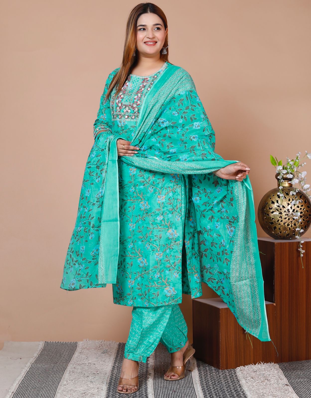 New Printed Suit with Afgani Set