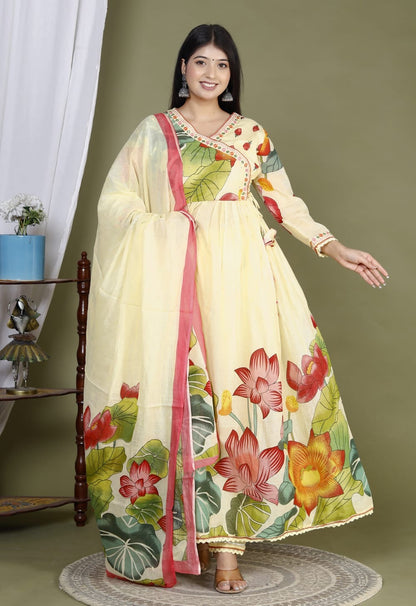 Cotton Mulmul Printed Suit with Cotton Pent Set