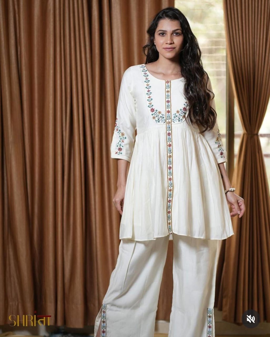 Embroidered Cotton Slub Kurta & Palaazo Set