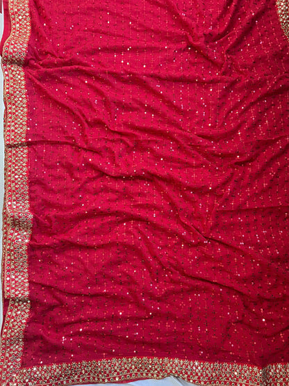 BOLLYWOOD SPECIAL GEORGETTE WITH RED COLOUR EMBROIDERY WORK SAREE