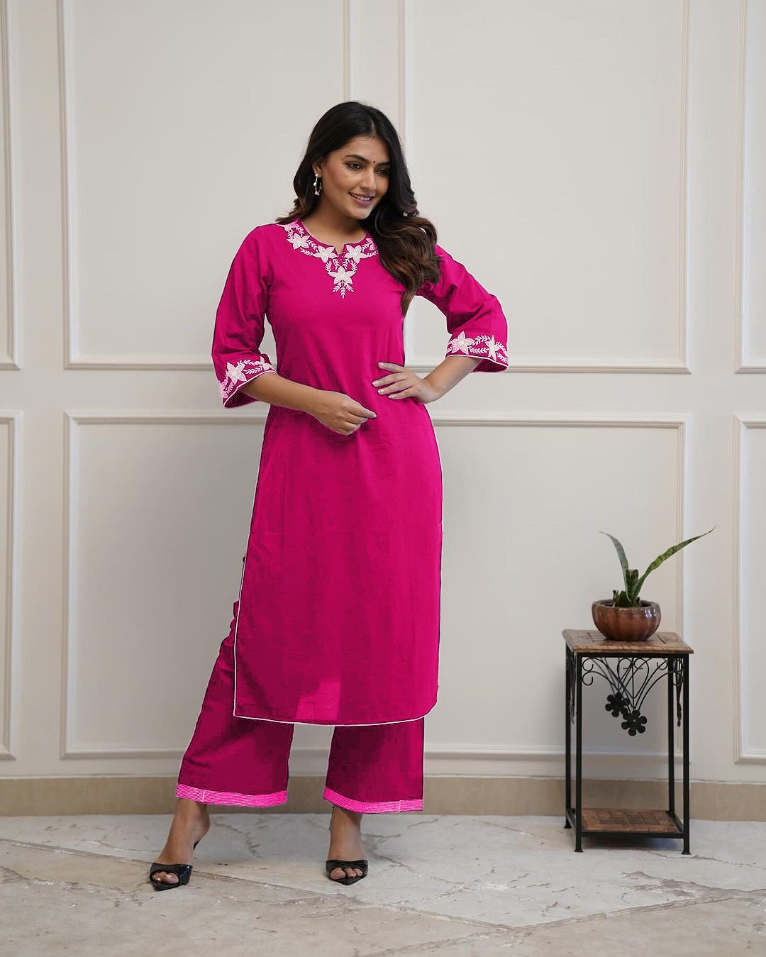 Kurti Plazoo with Beautiful Embroidery