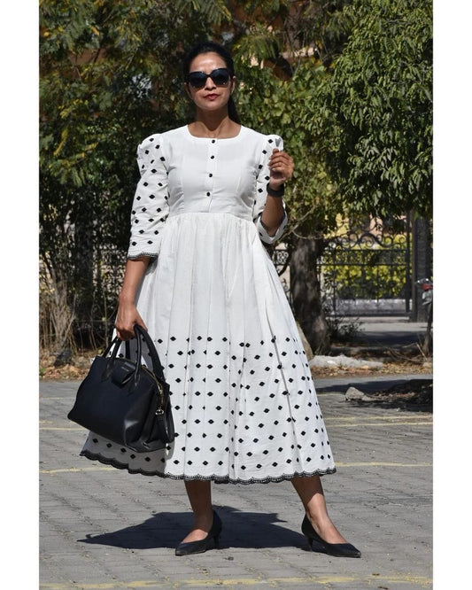 Beautiful Embroidered Work White Colour Gown