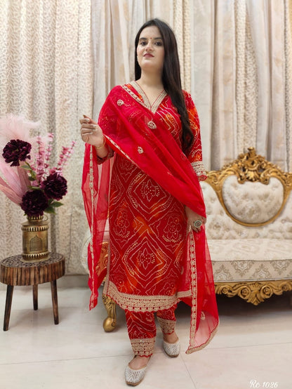 Beautiful Heavy Premium Fully Handwork Kurti, Pant & Dupatta