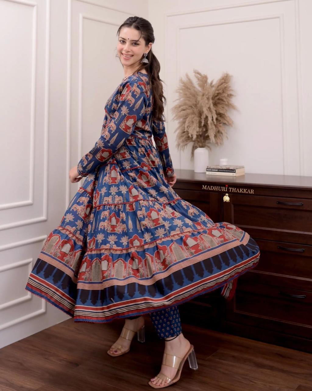 Anarkali kurta Printed Cotton Kurta & Pant Dupatta Set