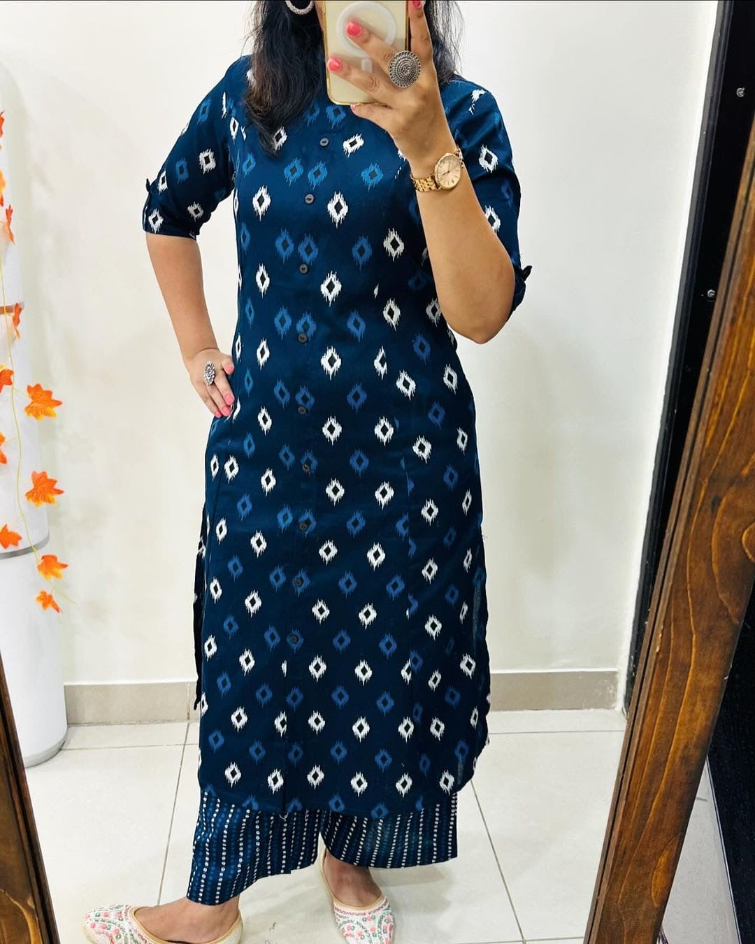 Blue & Playful Print Kurti Set