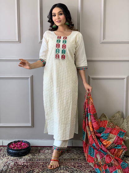 Cotton Schiffle Chikankari Kurta Set