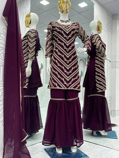 Launching Embroidered Suit & Sharara Set