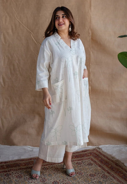 Pure Cotton Kurti with Self Print with Plazzo