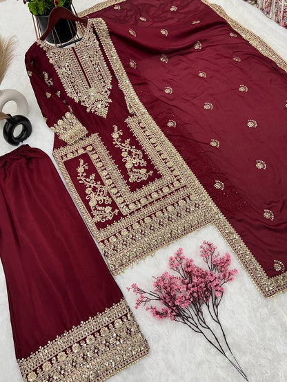 New Designer Collection In Pure Chinnon With Heavy Embroidery Coding Dori-Sequence Work