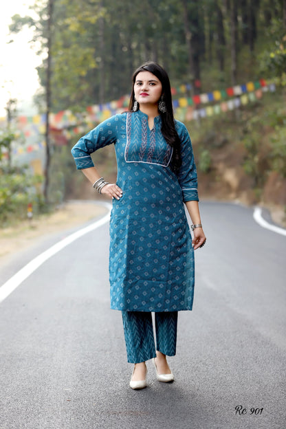 Heavy kantha Handwork kurti set