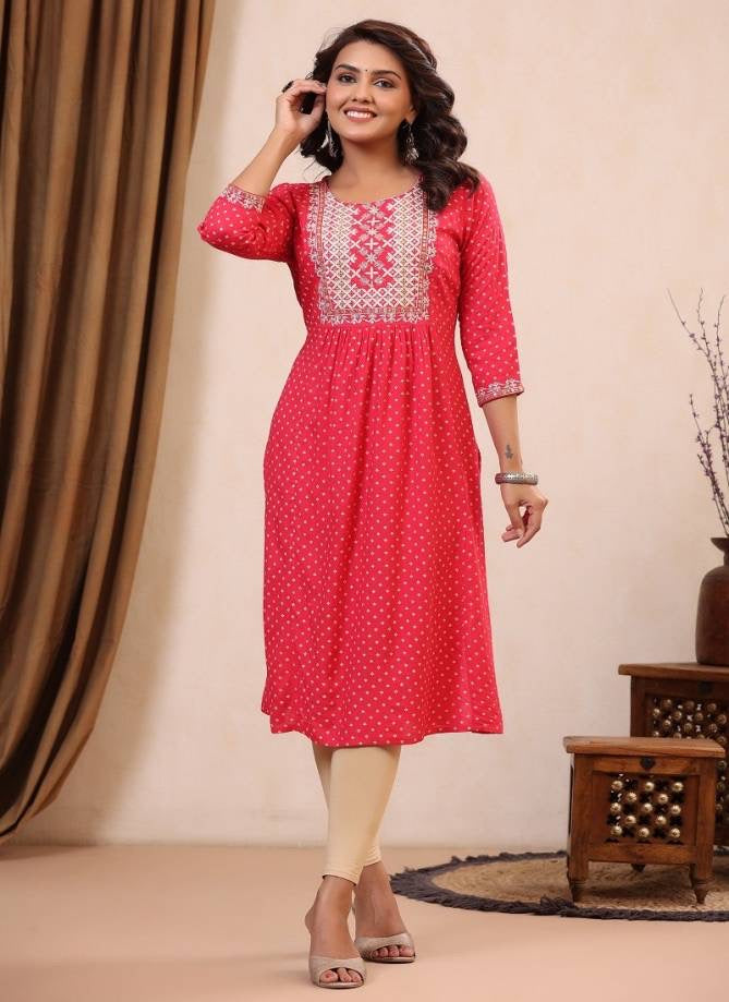 Rayon Embroidered Casual Daily Wear Kurti