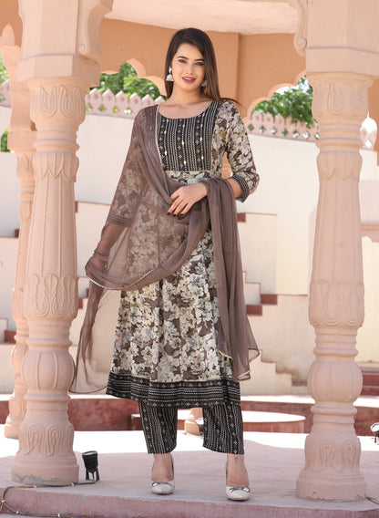 DIGITAL RAYON ANARKALI SUIT SET