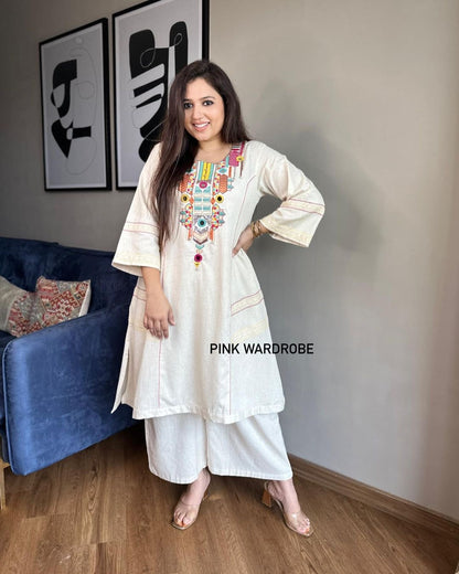 Embroidered Kurta & Plazoo