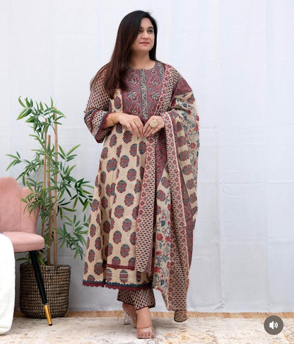 New Anarkali Kurta Set with New Style in Saganeri Print