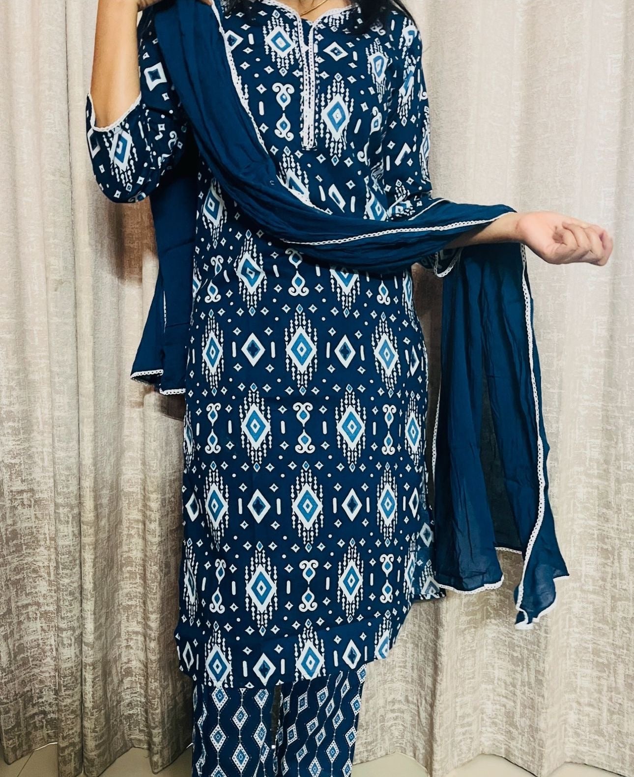 Straight Kurta Set with New Style in Saganeri Block Print