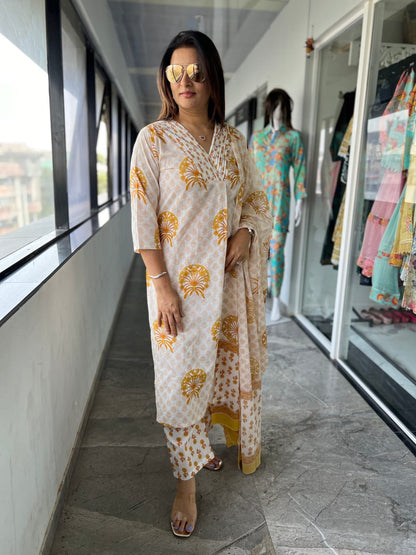 Cotton Kurti with Pant and Dupatta