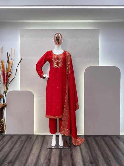 FABRICS SEQUANCE WORK SUIT WITH PALAAZO AND DUPATTA