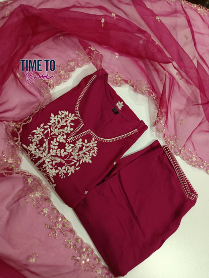 Beautifully Decorated with Intricate Hand Embroidery Suit set