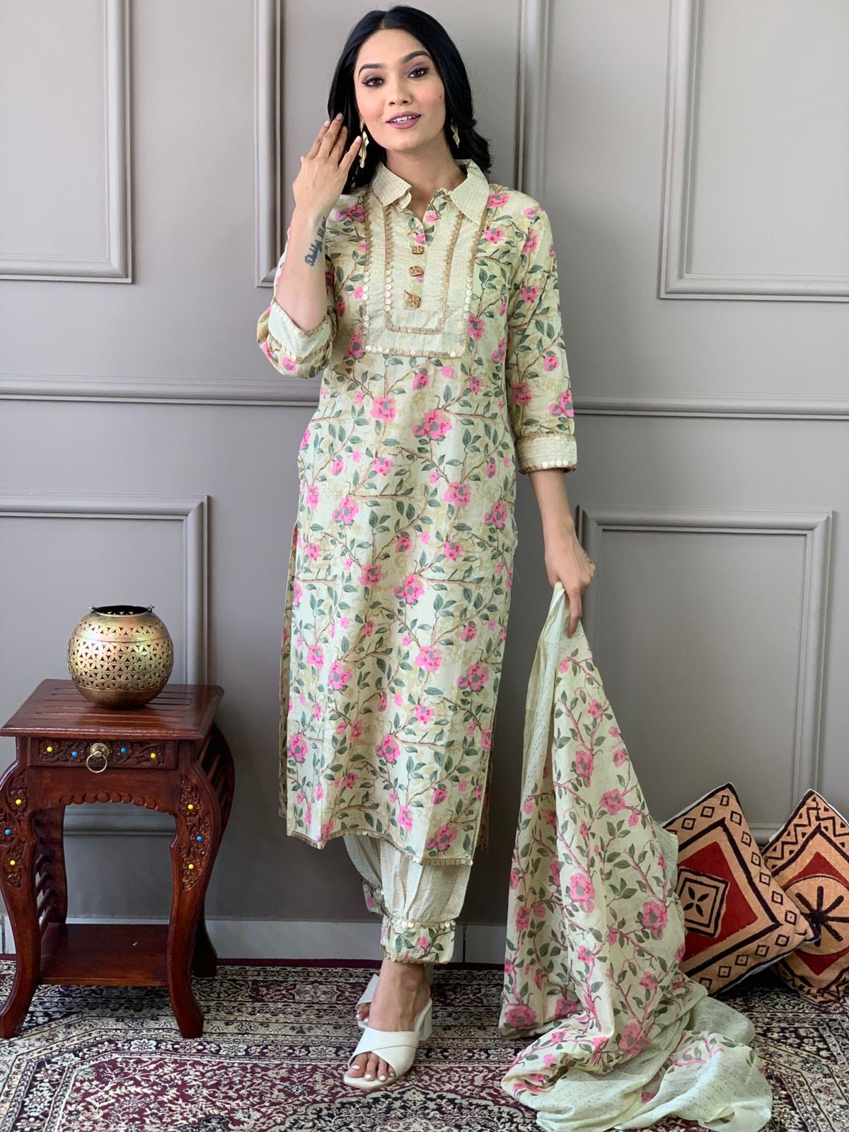 Afgani Style Pants With Kurta & Dupatta