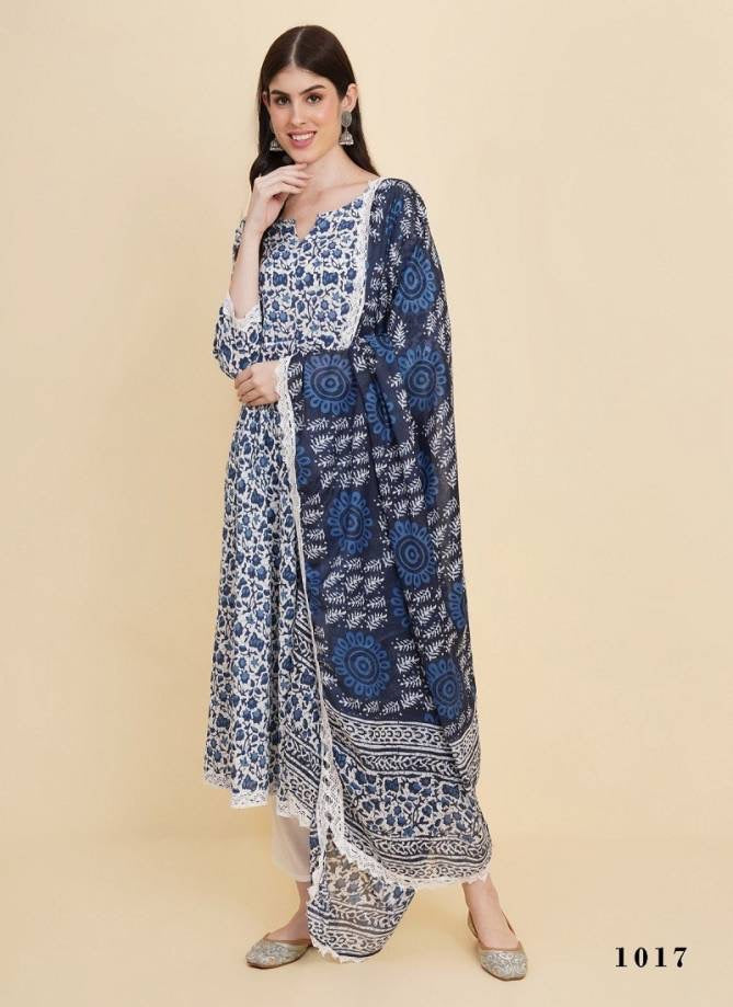 Cotton Floral Printed Kurti With Bottom Dupatta