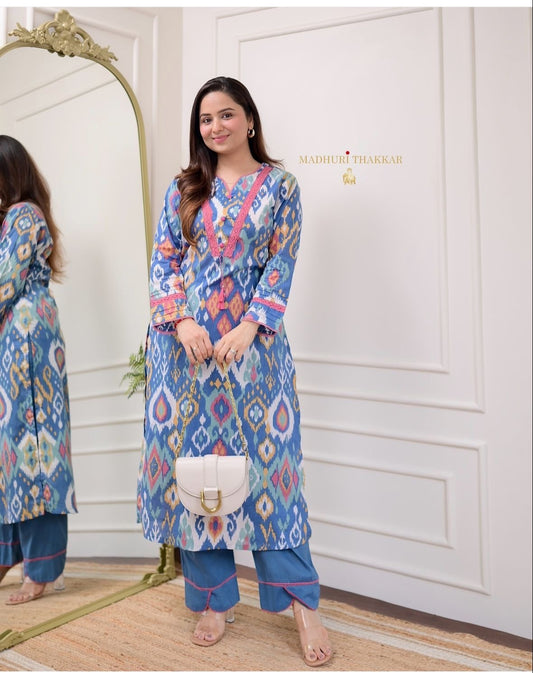 Heavy Cotton With Printed Work Suit Set