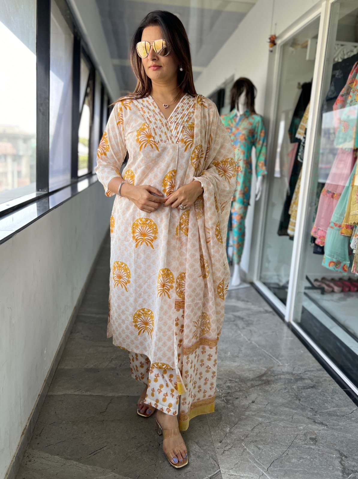 Cotton Kurti with Pant and Dupatta