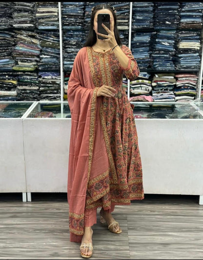 Anarkali Kurta Set with New Style in Saganeri Print