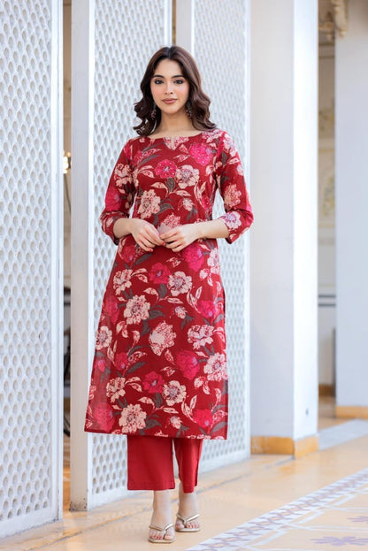 Beautiful Floral Printed Kurta Pant Dupatta Set