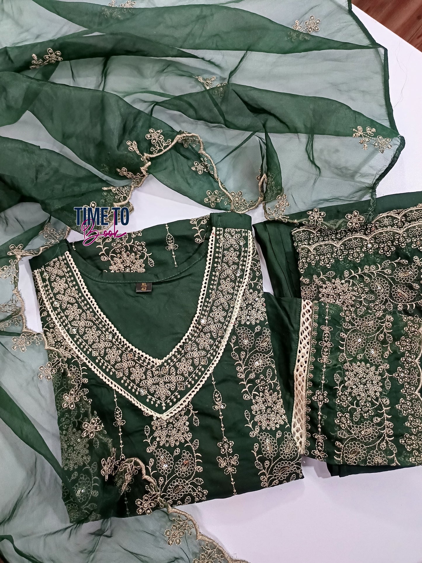 Beautiful Pakistani Suit Sequence Work on Front Side With Printed Kurti