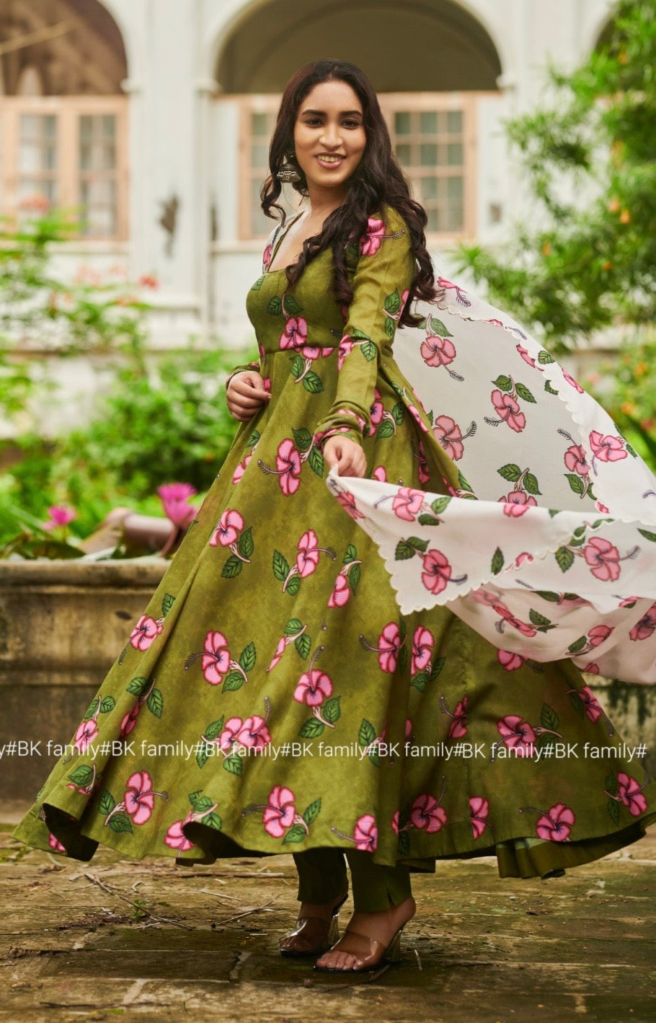 Mehandi Flower Kalamkari Dress