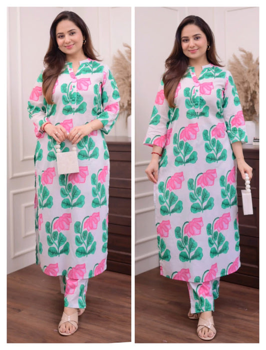 Procoin Printed Ivory Green Set