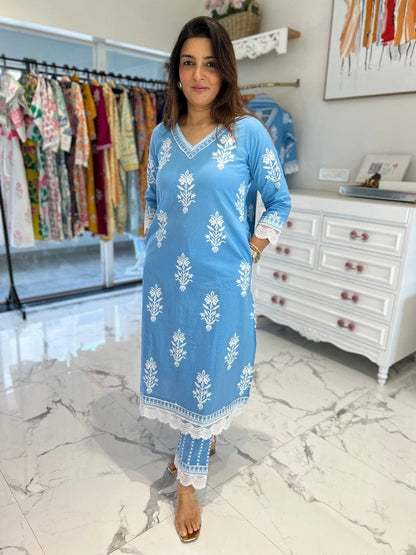 Beautiful Heavy Less work on kurti and Pant Set