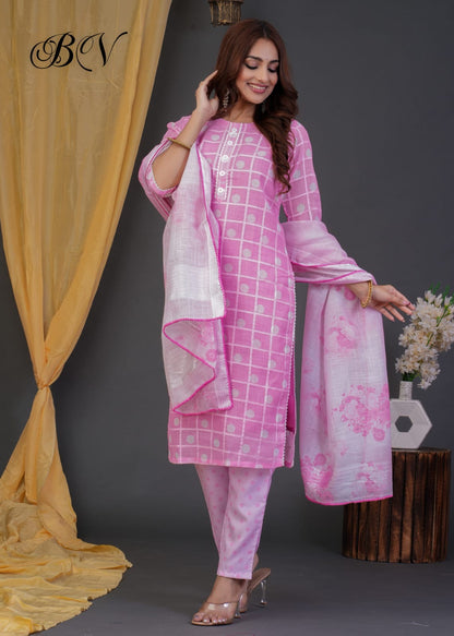 LINEN COTTON WITH LINING SUIT SET