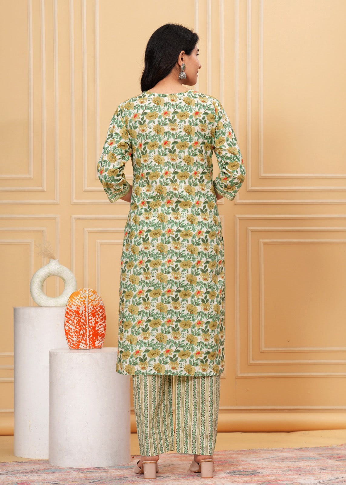 COTTON STRAIGHT KURTI WITH COTTON PANT WITH COTTON DUPATTA