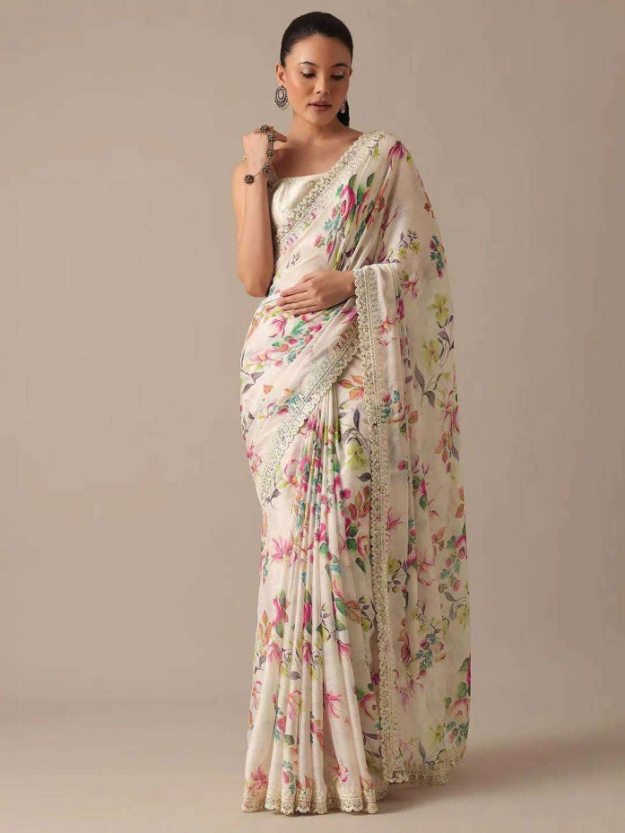 BOLLYWOOD STYLE GEORGETTE WITH DIGITAL PRINTED HEAVY DESIGNER BORDER SAREE