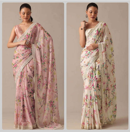 BOLLYWOOD STYLE GEORGETTE WITH DIGITAL PRINTED HEAVY DESIGNER BORDER SAREE