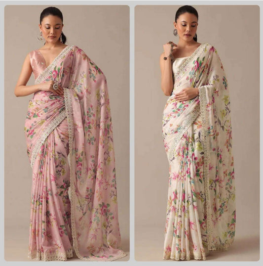 BOLLYWOOD STYLE GEORGETTE WITH DIGITAL PRINTED HEAVY DESIGNER BORDER SAREE