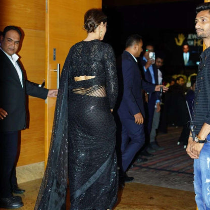 DEEPIKA PADUKONE BLACK SAREE LATEST DESIGNER BLACK SAREE